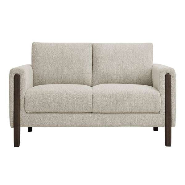 Modway Furniture Hawken Boucle Fabric Loveseat - Modern Mid-Century Design for Cozy Spaces and Stylish Comfort Parchment Espresso EEI-7460-PCH-ESP