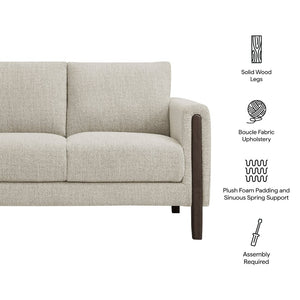 Modway Furniture Hawken Boucle Fabric Loveseat - Modern Mid-Century Design for Cozy Spaces and Stylish Comfort Parchment Espresso EEI-7460-PCH-ESP