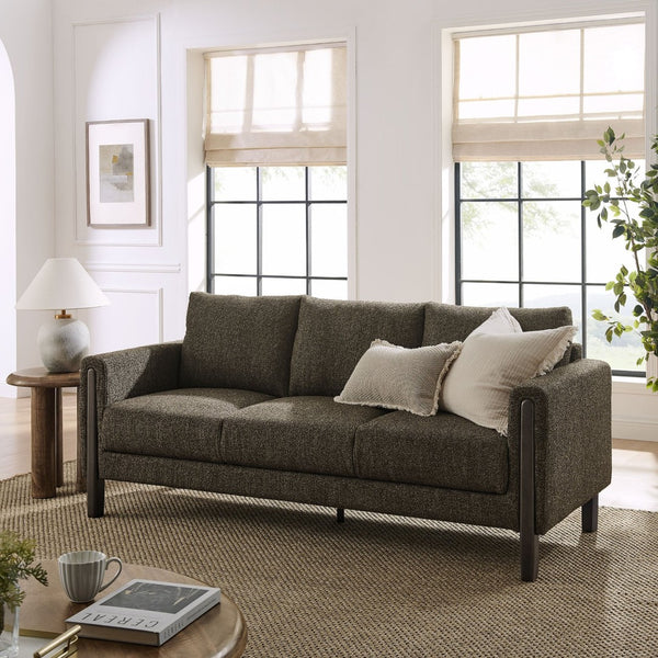 Modway Furniture Hawken Boucle Fabric Sofa - Sculptural Comfort with Plush Support for Modern Living Spaces & More Antique Espresso EEI-7461-ATQ-ESP