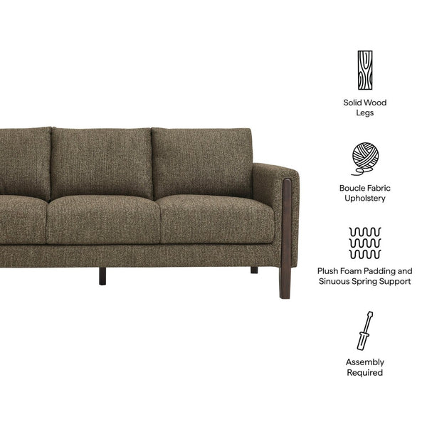Modway Furniture Hawken Boucle Fabric Sofa - Sculptural Comfort with Plush Support for Modern Living Spaces & More Antique Espresso EEI-7461-ATQ-ESP