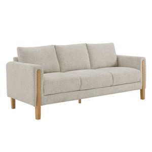 Modway Furniture Hawken Boucle Fabric Sofa - Sculptural Comfort with Plush Support for Modern Living Spaces & More Parchment Beech EEI-7461-PCH-BEE