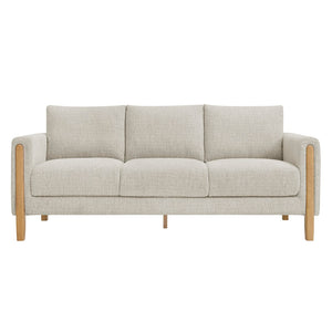 Modway Furniture Hawken Boucle Fabric Sofa - Sculptural Comfort with Plush Support for Modern Living Spaces & More Parchment Beech EEI-7461-PCH-BEE