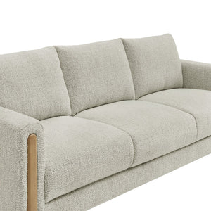 Modway Furniture Hawken Boucle Fabric Sofa - Sculptural Comfort with Plush Support for Modern Living Spaces & More Parchment Beech EEI-7461-PCH-BEE