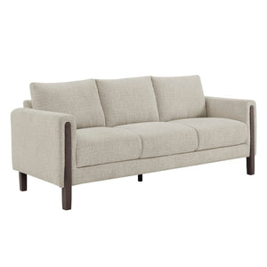 Modway Furniture Hawken Boucle Fabric Sofa - Sculptural Comfort with Plush Support for Modern Living Spaces & More Parchment Espresso EEI-7461-PCH-ESP