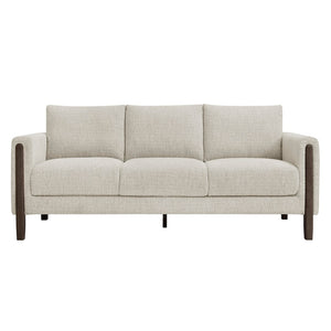 Modway Furniture Hawken Boucle Fabric Sofa - Sculptural Comfort with Plush Support for Modern Living Spaces & More Parchment Espresso EEI-7461-PCH-ESP