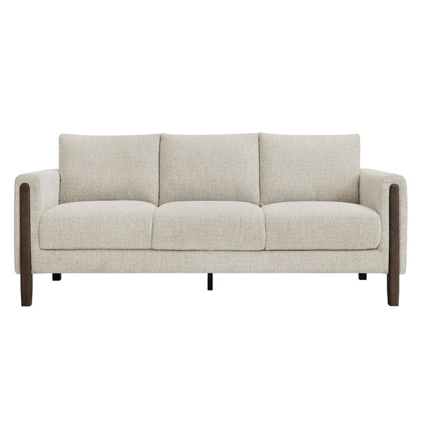Modway Furniture Hawken Boucle Fabric Sofa - Sculptural Comfort with Plush Support for Modern Living Spaces & More Parchment Espresso EEI-7461-PCH-ESP