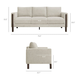 Modway Furniture Hawken Boucle Fabric Sofa - Sculptural Comfort with Plush Support for Modern Living Spaces & More Parchment Espresso EEI-7461-PCH-ESP