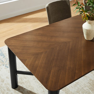 Modway Furniture Ashlan 110" Rectangle Dining Table - Modern Chevron Wood-Blend Design, Seats Up to Ten Comfortably EEI-7463-WAL