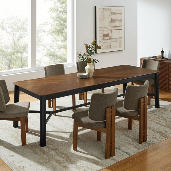 Modway Furniture Ashlan 110" Rectangle Dining Table - Modern Chevron Wood-Blend Design, Seats Up to Ten Comfortably EEI-7463-WAL
