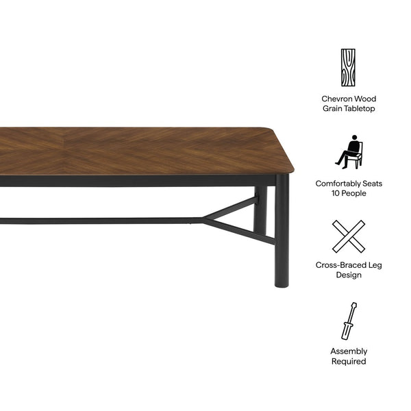 Modway Furniture Ashlan 110" Rectangle Dining Table - Modern Chevron Wood-Blend Design, Seats Up to Ten Comfortably EEI-7463-WAL