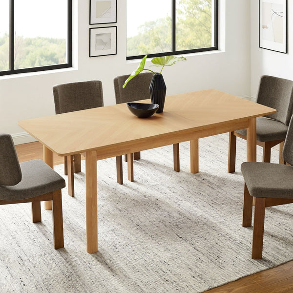 Modway Furniture Alba Extendable Dining Table - Modern Chevron Wood Design for Versatile Dining & Workspaces Oak EEI-7464-OAK