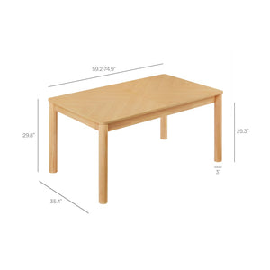 Modway Furniture Alba Extendable Dining Table - Modern Chevron Wood Design for Versatile Dining & Workspaces Oak EEI-7464-OAK