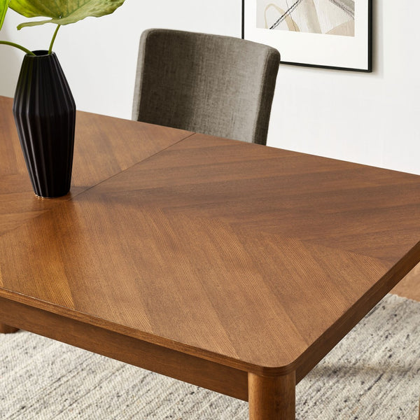 Modway Furniture Alba Extendable Dining Table - Modern Chevron Wood Design for Versatile Dining & Workspaces Walnut EEI-7464-WAL