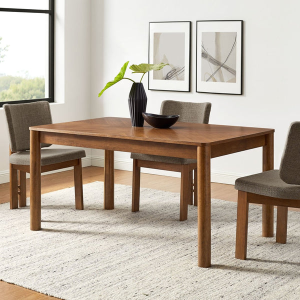 Modway Furniture Alba Extendable Dining Table - Modern Chevron Wood Design for Versatile Dining & Workspaces Walnut EEI-7464-WAL