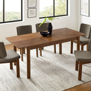 Modway Furniture Alba Extendable Dining Table - Modern Chevron Wood Design for Versatile Dining & Workspaces Walnut EEI-7464-WAL