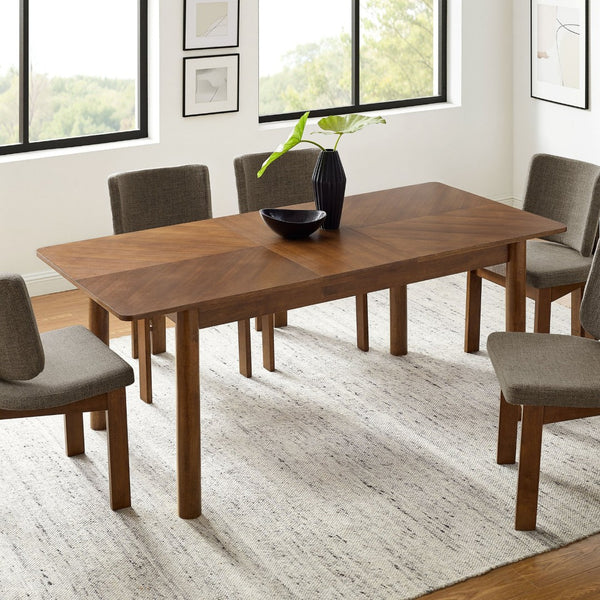 Modway Furniture Alba Extendable Dining Table - Modern Chevron Wood Design for Versatile Dining & Workspaces Walnut EEI-7464-WAL