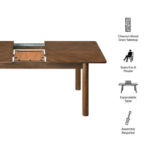 Modway Furniture Alba Extendable Dining Table - Modern Chevron Wood Design for Versatile Dining & Workspaces Walnut EEI-7464-WAL