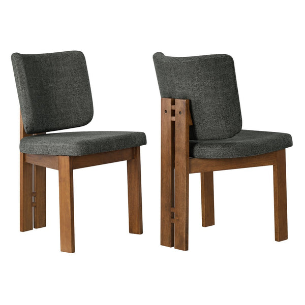 Modway Furniture Alba Armless Upholstered Dining Chairs Set of 2 - Stylish Comfort for Modern and Classic Homes Charcoal EEI-7465-CHA