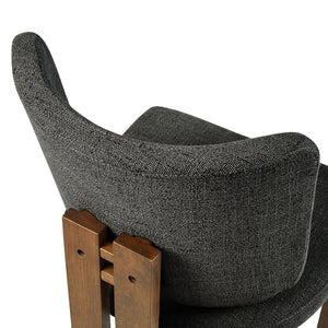 Modway Furniture Alba 7-Piece Dining Set with Extendable Table and Upholstered Chairs for Modern Farmhouse Style Walnut Charcoal EEI-7483-WAL-CHA