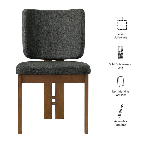 Modway Furniture Alba Armless Upholstered Dining Chairs Set of 2 - Stylish Comfort for Modern and Classic Homes Charcoal EEI-7465-CHA