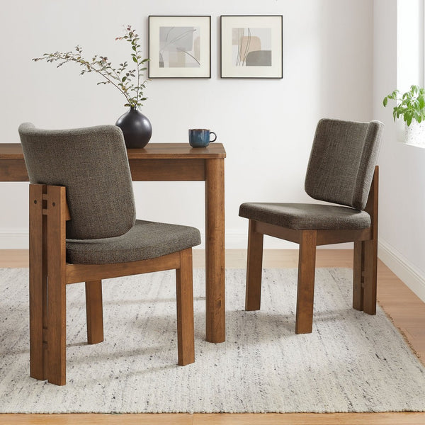 Modway Furniture Alba Armless Upholstered Dining Chairs Set of 2 - Stylish Comfort for Modern and Classic Homes Taupe EEI-7465-TAU