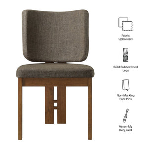 Modway Furniture Alba Armless Upholstered Dining Chairs Set of 2 - Stylish Comfort for Modern and Classic Homes Taupe EEI-7465-TAU