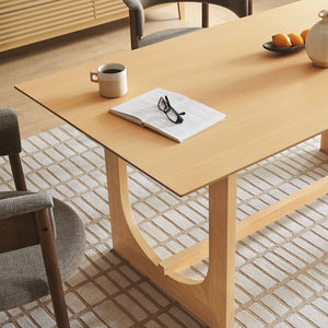 Modway Furniture Ashcroft Modern Wood Veneer Rectangular Dining Table Seats Six with Sculptural Base Oak EEI-7466-OAK