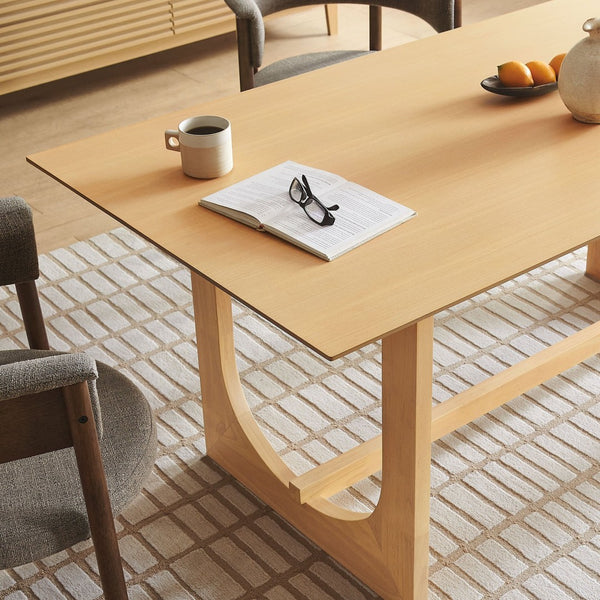 Modway Furniture Ashcroft Modern Wood Veneer Rectangular Dining Table Seats Six with Sculptural Base Oak EEI-7466-OAK