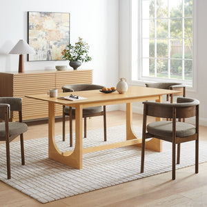 Modway Furniture Ashcroft Modern Wood Veneer Rectangular Dining Table Seats Six with Sculptural Base Oak EEI-7466-OAK