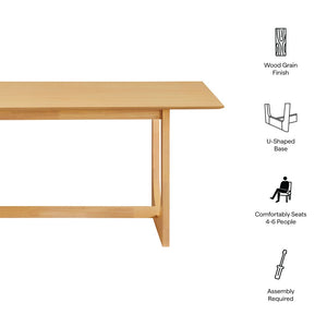 Modway Furniture Ashcroft Modern Wood Veneer Rectangular Dining Table Seats Six with Sculptural Base Oak EEI-7466-OAK