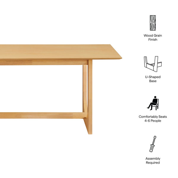 Modway Furniture Ashcroft Modern Wood Veneer Rectangular Dining Table Seats Six with Sculptural Base Oak EEI-7466-OAK