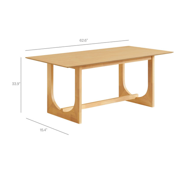 Modway Furniture Ashcroft Modern Wood Veneer Rectangular Dining Table Seats Six with Sculptural Base Oak EEI-7466-OAK