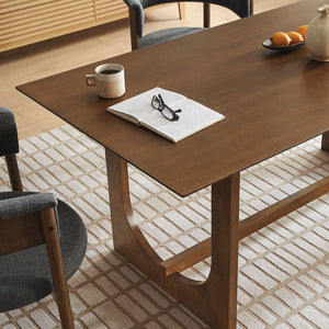 Modway Furniture Ashcroft Modern Wood Veneer Rectangular Dining Table Seats Six with Sculptural Base Walnut EEI-7466-WAL