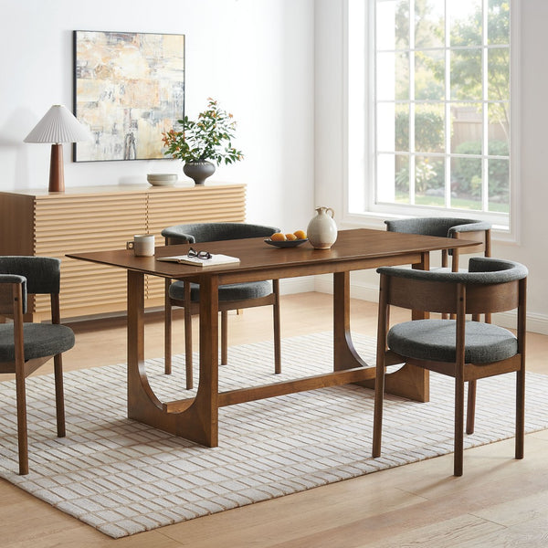 Modway Furniture Ashcroft Modern Wood Veneer Rectangular Dining Table Seats Six with Sculptural Base Walnut EEI-7466-WAL