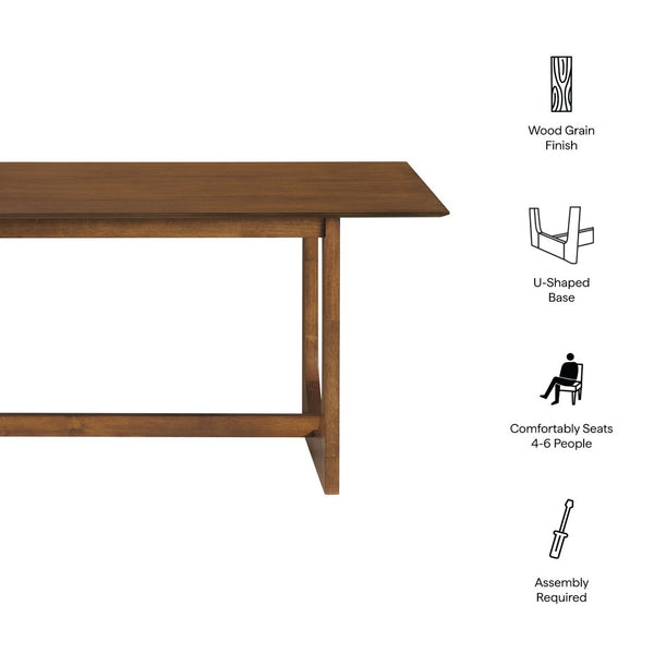 Modway Furniture Ashcroft Modern Wood Veneer Rectangular Dining Table Seats Six with Sculptural Base Walnut EEI-7466-WAL