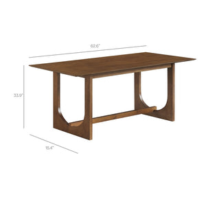 Modway Furniture Ashcroft Modern Wood Veneer Rectangular Dining Table Seats Six with Sculptural Base Walnut EEI-7466-WAL