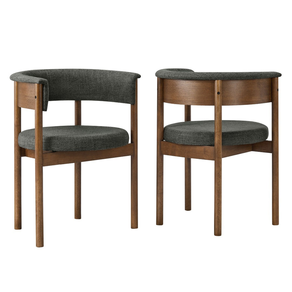 Modway Furniture Clea Curved Upholstered Dining Chairs Set of 2 - Stylish Mid-Century Comfort for Any Space Charcoal EEI-7467-CHA
