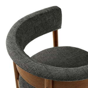 Modway Furniture Clea Curved Upholstered Dining Chairs Set of 2 - Stylish Mid-Century Comfort for Any Space Charcoal EEI-7467-CHA