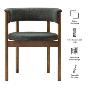 Modway Furniture Clea Curved Upholstered Dining Chairs Set of 2 - Stylish Mid-Century Comfort for Any Space Charcoal EEI-7467-CHA