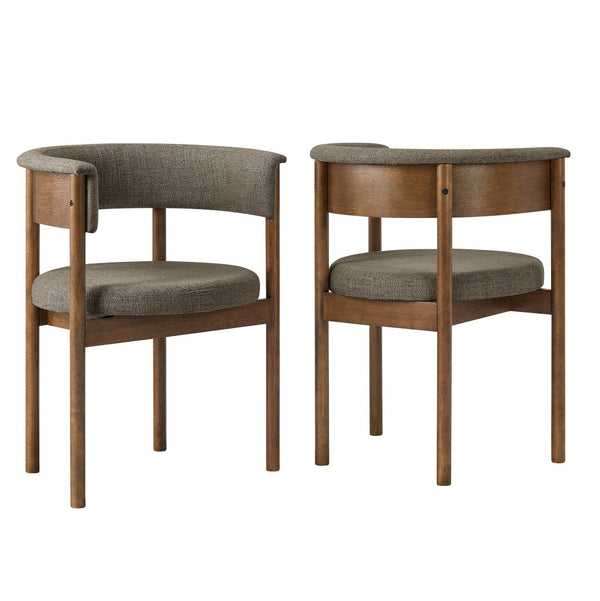 Modway Furniture Clea Curved Upholstered Dining Chairs Set of 2 - Stylish Mid-Century Comfort for Any Space Taupe EEI-7467-TAU