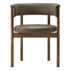 Modway Furniture Clea Curved Upholstered Dining Chairs Set of 2 - Stylish Mid-Century Comfort for Any Space Taupe EEI-7467-TAU