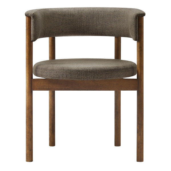 Modway Furniture Clea Curved Upholstered Dining Chairs Set of 2 - Stylish Mid-Century Comfort for Any Space Taupe EEI-7467-TAU