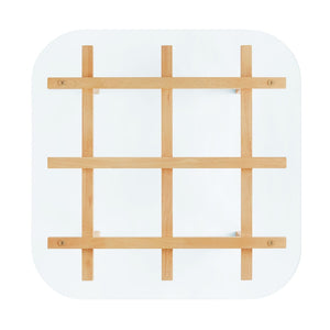 Modway Furniture Isby 35 Inch Glass Coffee Table - Sculptural Rubberwood Base for Mid-Century Modern Living Spaces Oak EEI-7468-OAK