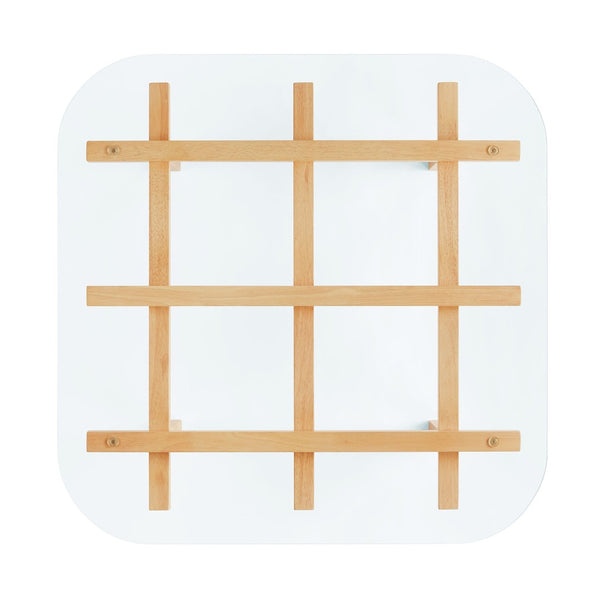 Modway Furniture Isby 35 Inch Glass Coffee Table - Sculptural Rubberwood Base for Mid-Century Modern Living Spaces Oak EEI-7468-OAK