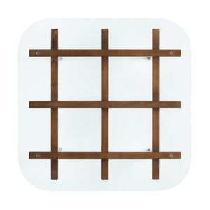 Modway Furniture Isby 35 Inch Glass Coffee Table - Sculptural Rubberwood Base for Mid-Century Modern Living Spaces Walnut EEI-7468-WAL