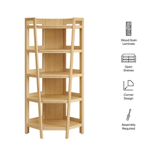 Modway Furniture Bixby 71 Inch Corner Bookshelf - Stylish Modern Design with Durable Shelves for Home Organization Oak EEI-7469-OAK