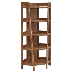 Modway Furniture Bixby 71 Inch Corner Bookshelf - Stylish Modern Design with Durable Shelves for Home Organization Walnut EEI-7469-WAL