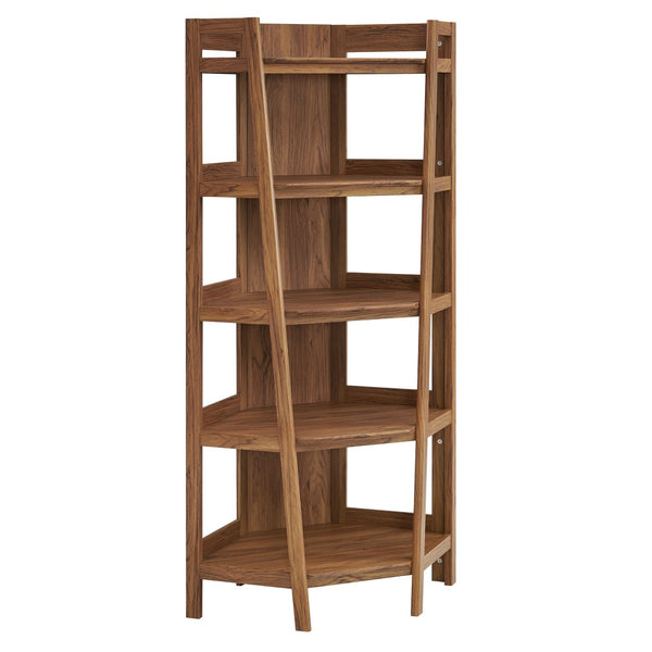 Modway Furniture Bixby 71 Inch Corner Bookshelf - Stylish Modern Design with Durable Shelves for Home Organization Walnut EEI-7469-WAL