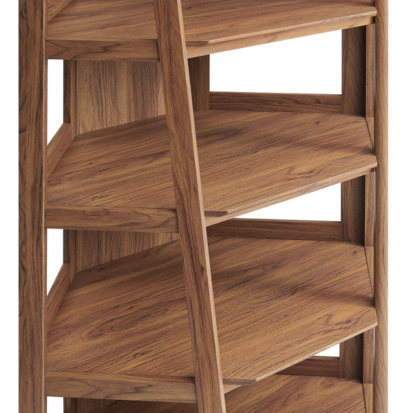 Modway Furniture Bixby 71 Inch Corner Bookshelf - Stylish Modern Design with Durable Shelves for Home Organization Walnut EEI-7469-WAL