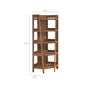 Modway Furniture Bixby 71 Inch Corner Bookshelf - Stylish Modern Design with Durable Shelves for Home Organization Walnut EEI-7469-WAL